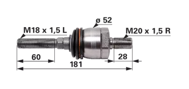 Axialgelenk links Steyr M9078, M9086, M9094, M968, M975 Case CS Nachbau