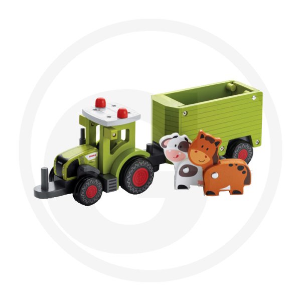 Spielzeug Traktor Viehanhänger CLAAS Holz Axion 870